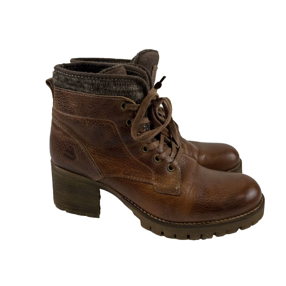 Bull Boxer Carmen Chunky Heel Platform Lace Up Ankle Boot Leather Women 40 US 9